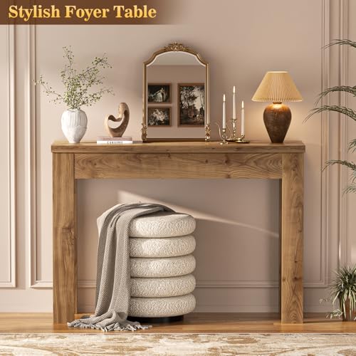 Image of Armocity Console Table, Small Farmhouse Wood Entryway Table, Sofa Tables Narrow Long Behind Couch, Entry Table for Entrance, Hallway, Living Room, 32 inch, Brown Oak