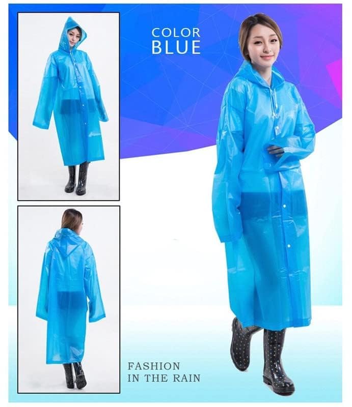 Image of FabNext� Unisex EVA Waterproof Transparent Rain Coat Hooded Outdoor Water Resistant Reusable Portable Raincoat Suit for Men & Women EVA Rain Coat (Free Size)
