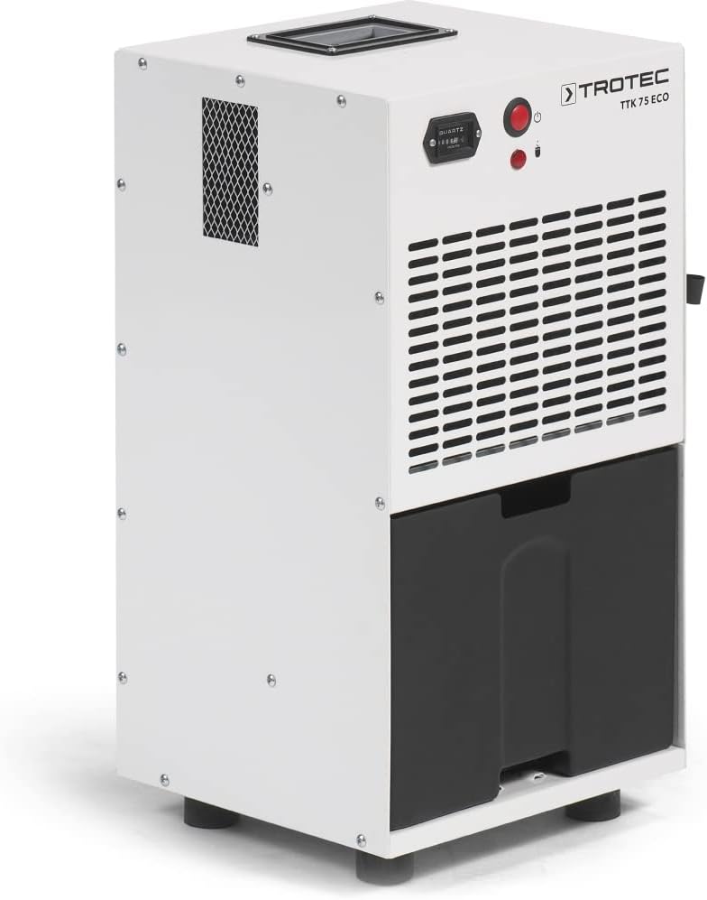 – TTK 75 ECO Indsutrial Dehumidifier - 21 L/Day - For Rooms up to 45 m² - Hot-Gas Defrost, Digital Hygrostat, Continuous Drain, Steel Housing, R290 Eco Refrigerant