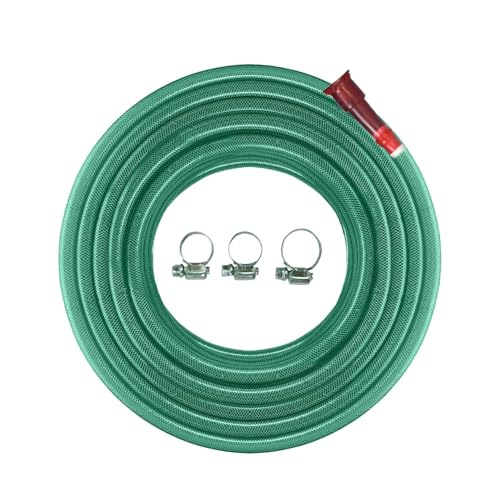 Image of Cinagro 20 Meter 0.5 inch Heavy Duty 3 Layered Braided PVC Garden Hose Pipe with Tap Adapter & 3 Clamps, Water HosePipe for Garden, Car Washing, Garden Pipe for Home (65.6 feet, Green)