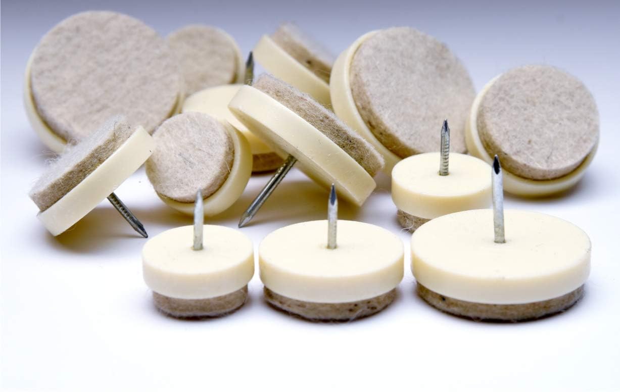 BRUK Round Furniture Felt Pads with Nail for Hard Surfaces - Non-Scratch Heavy Duty Furniture Leg Guards,Felt Pads Non Skid Floor Protectors Sticker for Chair, Table, Stool(White, Pack of 24p) (25mm) (B0BSX6T29N) Amazon Price History, Amazon Price Tracker