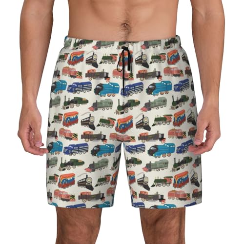 Train Funny Men's Swim Trunks Board Shorts Quick Dry-