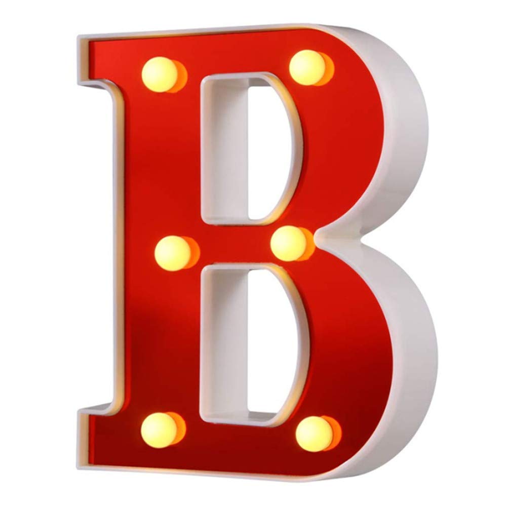 Dubens Red Illuminated Number Letter Led Light, Creative Night Lights, Led Illumination English Letters, Alphabet Numbers Lamp, Decoration Lights, Battery Operated (B)