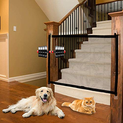 N / A Pet Gates for Dogs Magic Mesh, Indoor Outdoor Dog Gates for Doorways Stairs Portable Folding Gates for Kids Or Pets Cat Gate House Providing a Safe Fence to Extends up to 40.4'' X 29.5''