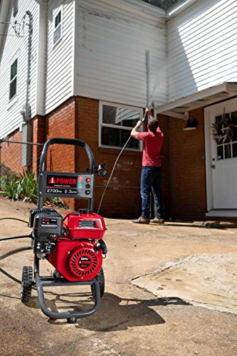 A-iPower APW2700C Gas Powered Pressure Washer 2700 PSI and 2.3 GPM 7HP with 3 Nozzle Attachments, CARB Compliant, Red
