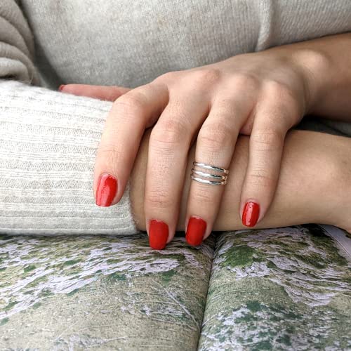 Anillo multibanda de plata de ley 925 ajustable para mujer 4