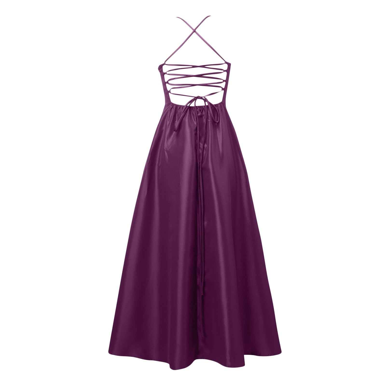 Vestidos largos de fiesta de raso para mujer, elegante, sin espalda, vestidos largos de satén cruzado, vestido de fiesta de graduación, abertura lateral, vestido de fiesta de boda, vestido de noche