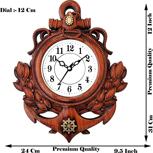Image of Sawariya Ventures Present Analog Wall Clock with Glass for Living Room || Badroom || Shop || Office || Home Decor || 27 cm X 27 cm Design-124 (Wood)