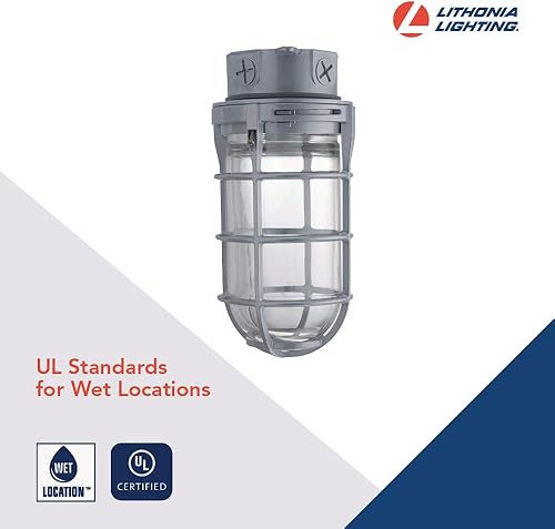 Miniatura 3 de Lithonia Lighting VC150I M12 - Aplique de luz para montaje en techo hermético al vapor incandescente, color gris, VC150I M12, 150watts, 120 volts