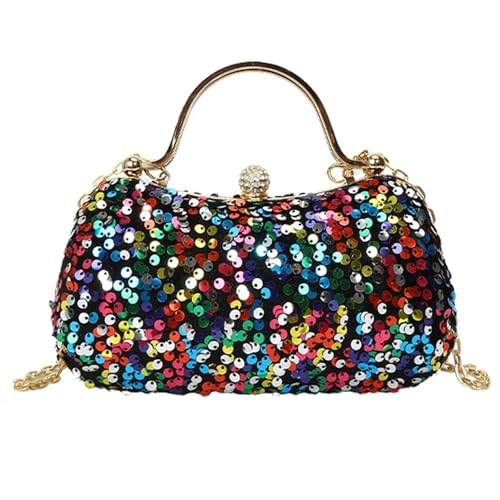 Women's Evening Handbag, Elegant Sequin Evening Bag, Top-handle Clutch, Sparkly Rhinestones Evening Crossbody Bag (Mixed Color)