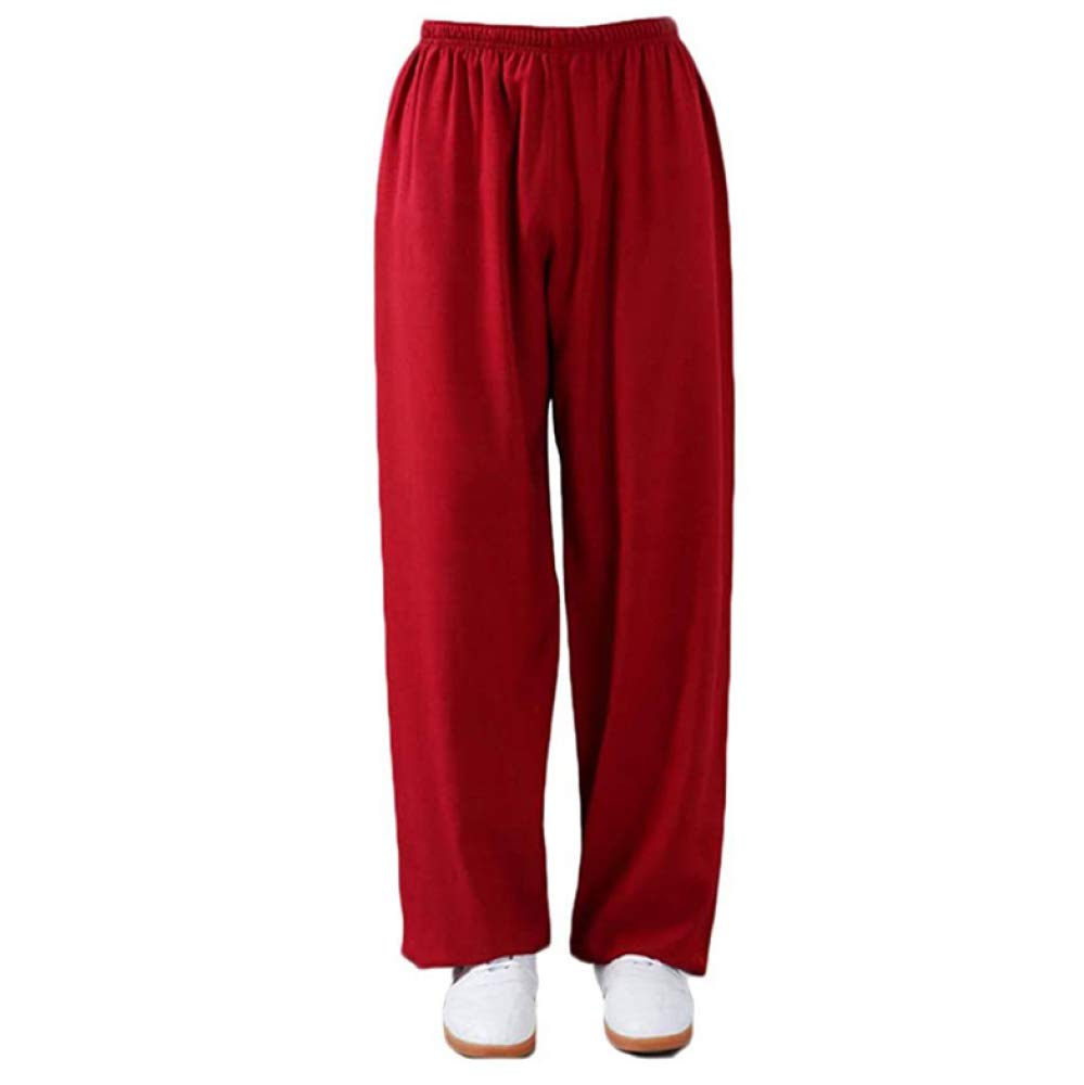 asdxzMartial Arts Pants Tai Chi Pants Men Women Traditional Training Pants Kung Fu Wing Chun Pants,Red-M