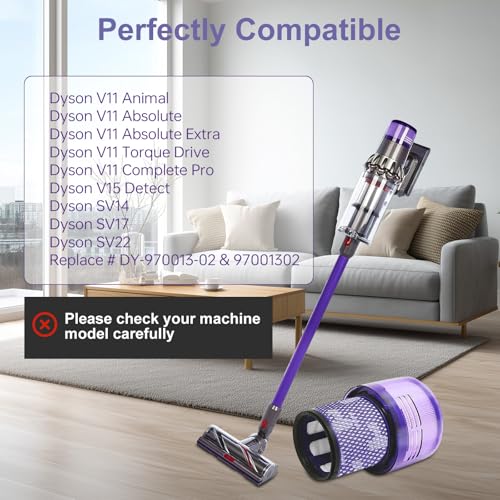 2 Stück Filters für Dyson V11 Absolute Torque Drive Animal, V15 Detect, SV14, SV22 Vacuum Cleaner, Washable Replacement Filter Accessories für Dyson Battery Vacuum Cleaner # DY970013-02