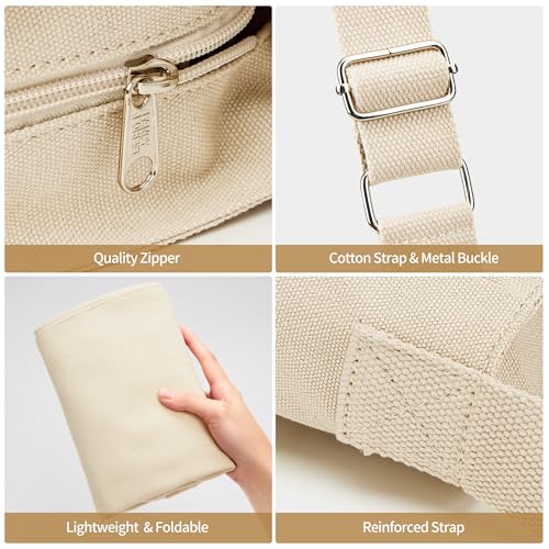 Image of KALIDI Canvas Tote Bag Zipper Large Crossbody Shoulder Bag Messenger Bag