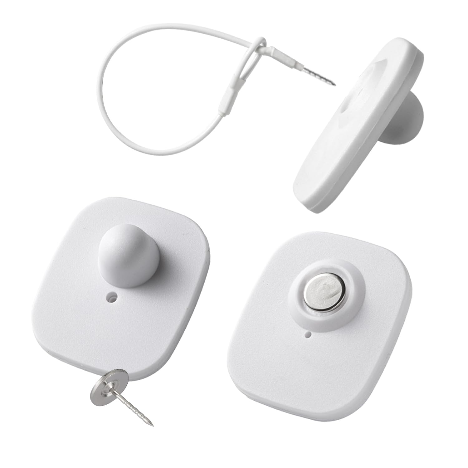 250 Pieces Hard Clothing Security Tags 8.2Mhz RF Frequency, White Retail Security Clothes EAS tag with 250 Pins and 100 pcs Lanyards