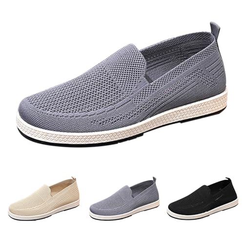 Loafer herr, mockasiner herr, utan skosnören, slip-on-skor, herrskor, platt sula, tygskor, andas, sommarskor, eleganta kostymskor, lätta kostymskor, GRÅ, 40 EU