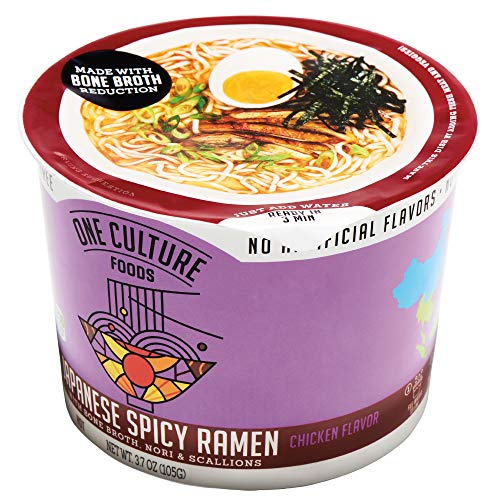 Amazon Com One Culture Foods Bone Broth Instant Cup Noodles Japanese Spicy Ramen Natural Non Gmo Pack Of 8 Grocery Gourmet Food