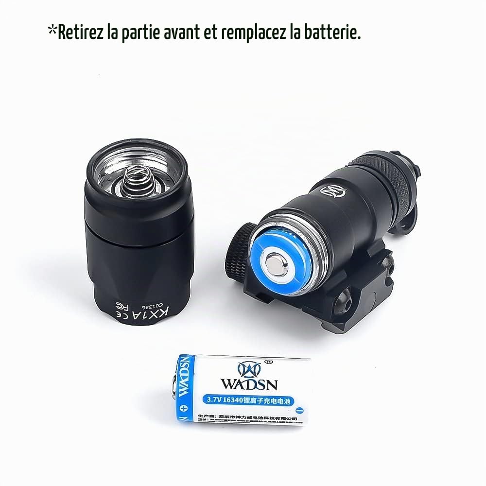 M300A Lampe de poche tactique, torche LED de 600 lumens avec coussin de pression et interrupteur à bouton-poussoir Torche pour Mlok/Keymod / 20mm Picatinny Rail (Noir)
