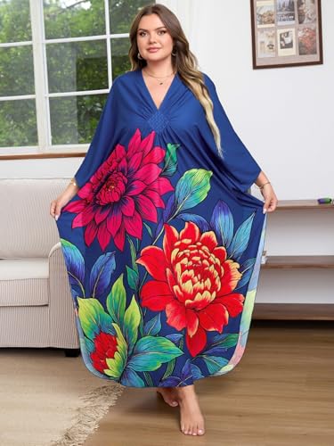 Image of Kaftan Dress for Women - Plus Size Caftan Maxi Beach Dress Moo Moos Loungewear, Swimsuit Cover Up for Beach, Pool or Vacation