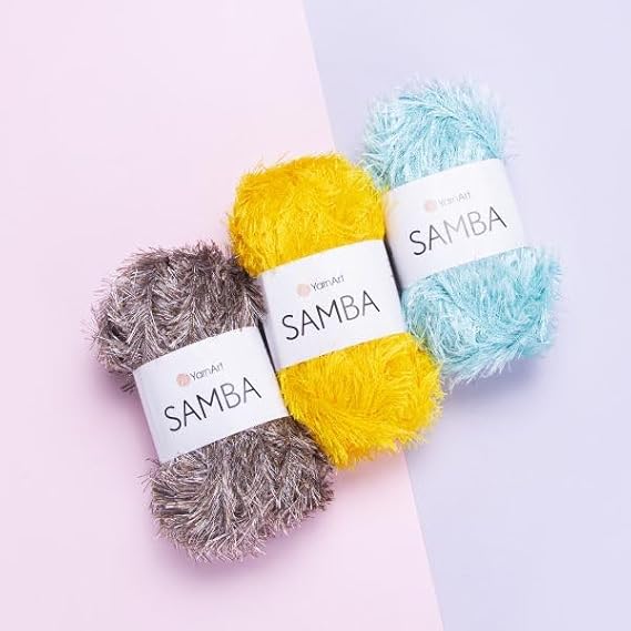 Eyelash Fun Fur Yarn YarnArt Samba, 100% Polyester Fuzzy Novelty Yarn for Crochet, Knitting Amigurumi 100g (3.5 oz), 150m (164 yds), Perfect Scarves, Costumes Decorative Crafts (530 Olive Green)