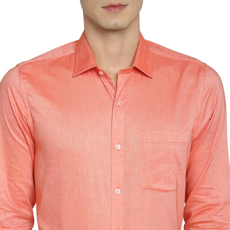 Image of Turtle Men 100% Cotton Slim Fit Lemon Solid Formal Shirt