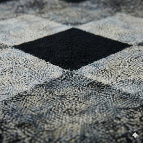 Image of Creative Hub Premium 4x6 ft Geometric Carpet - Solid Black Modern Living Room Rug