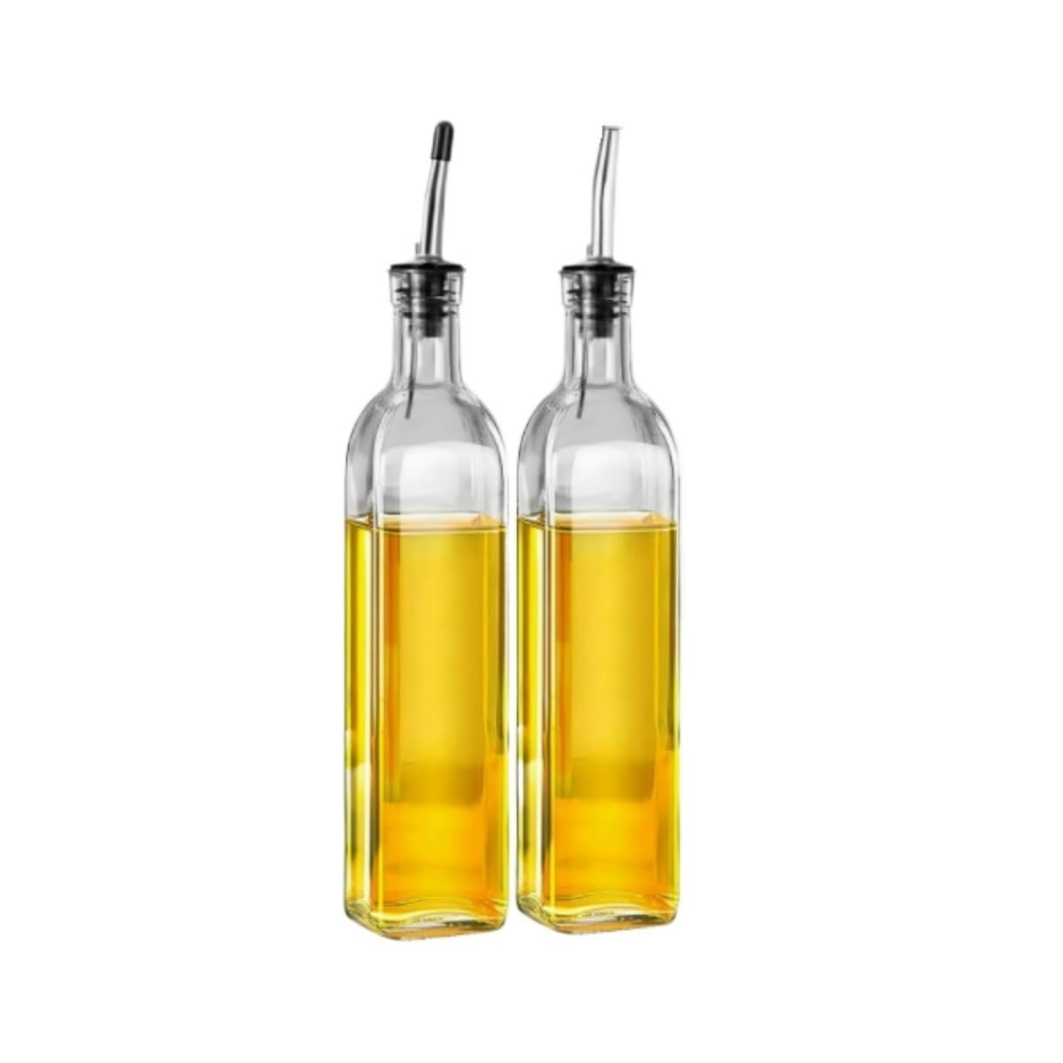 Bottiglia Dispenser per Olio D'Oliva Set di Bottiglie di Vetro for Olio E Aceto, Cucina di Casa, Vino, Salsa di Soia, Confezione da 2 per Cucina E Barbecue(Transparent)