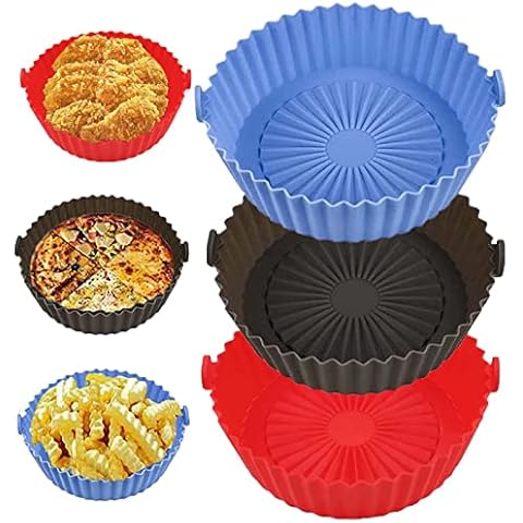 Silikoneinsatz für Heißluftfritteuse, Silikonform für Heißluftfritteuse, 3 Stück Airfryer Silikonform, 16,3cm Wiederverwendbar Airfryer Backpapier Silikon Silikoneinsatz Cover
