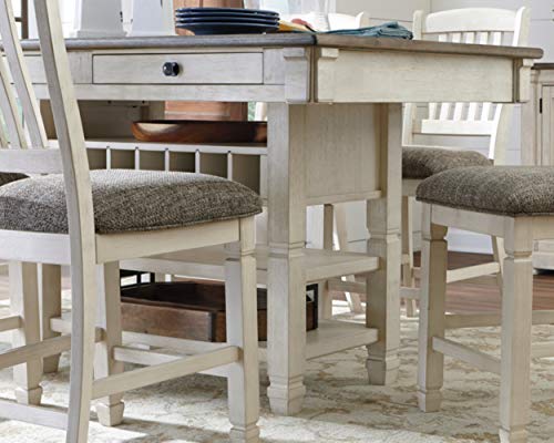 Signature Design By Ashley Bolanburg Farmhouse Counter Height Dining Room Table, White & Brown #TOP1