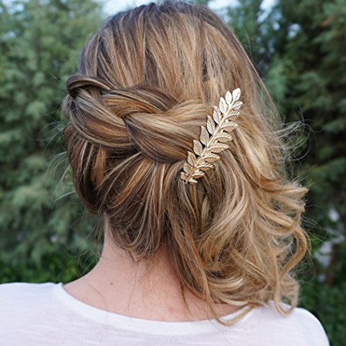 Aukmla Hair Combs Accessories for Wedding Bridal Women and Girls (Leaf Style)