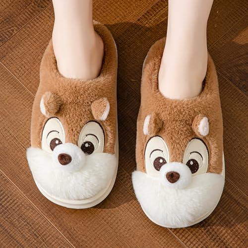 Cute Squirrel Plush Slippers Y2K Animal Cotton Stuff Slippers Home Cozy Furry Fluffy Soft Indoor House Shoes3