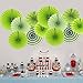 ADLKGG Party Hanging Paper Fans Set, Green Round Pattern Paper Garlands Decoration for Birthday Wedding Graduation Events Accessories, Set of 6
