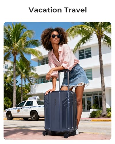 Image of BAGSMART Expandable Carry On Luggage 22x14x9 Airline Approved, Dark Blue | Spinner Wheels, TSA Lock, Lightweight Hard Shell, Suitcase,22x14x9 Airline Approved,