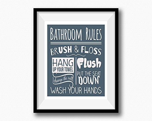 Bathroom Rules Wash Brush Floss Flush Childrensâ€™s Bathroom Art Bathroom Wall Decor Bathroom Decor Kids Bathroom Sign Bathroom Print