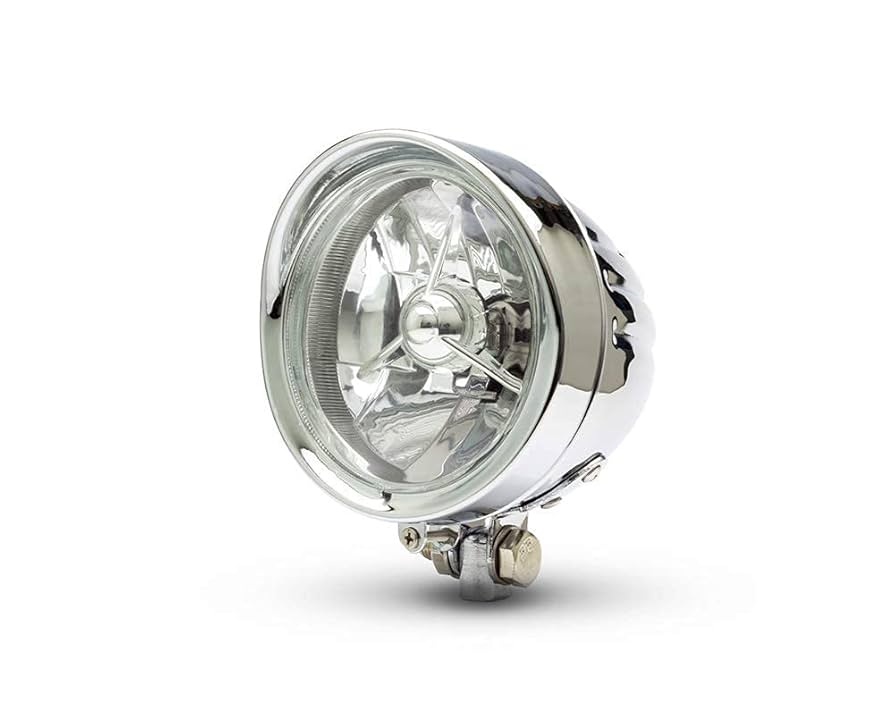 Amazon | オートバイヘッドライト 5インチ クロムメタル
