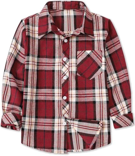 Image of Betusline Boy and Men Button Down Plaid Shirt | Soft,Breathable and Comfortable Fabric