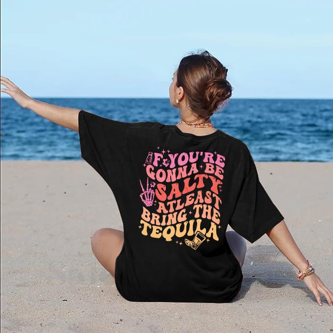 Tequila Oversize Shirt Drink Shirts: Women Cinco De Mayo T-Shirt Funny Salty Tequila Graphic Tee Casual Short Sleeve Tops4