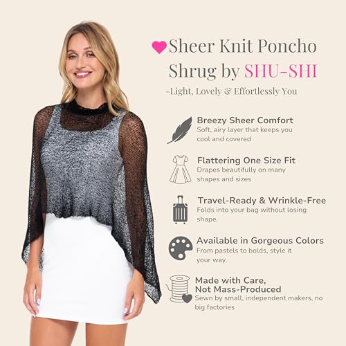 Image of SHU-SHI Womens Sheer Knit Poncho Shrug Lightweight Cover Up One Size Fits Most