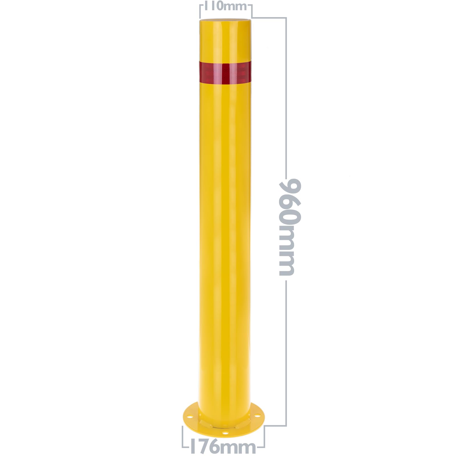PrimeMatik Pilona bolardo de Acero Amarilla 110 x 960mm