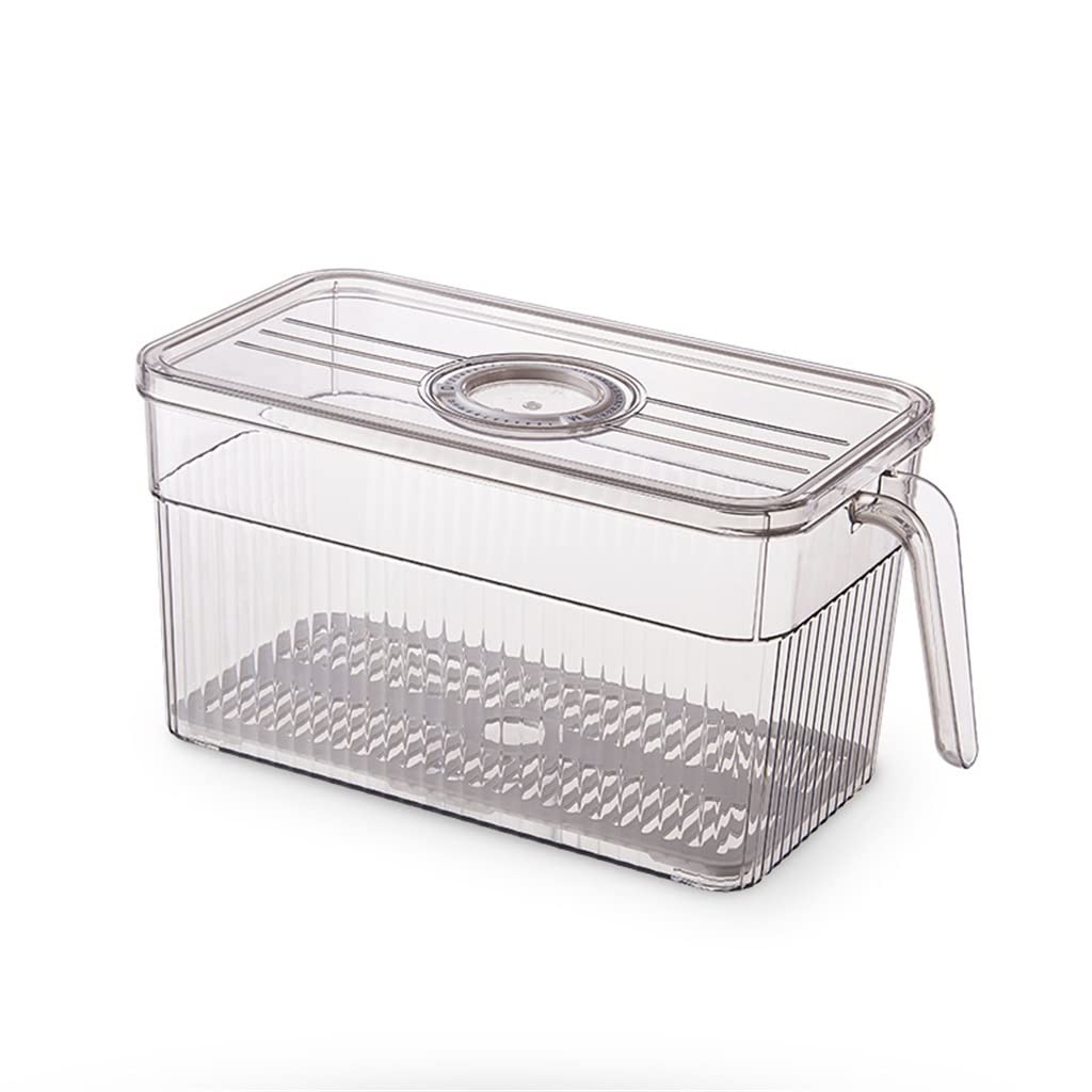 Kühlschrank-Aufbewahrungsbox Frischhaltebox mit Griff, transparentes Material (Farbe: Argento, Größe: 30 x 15 x 15 cm) (braun, grün 28 x 13 x 13 cm)