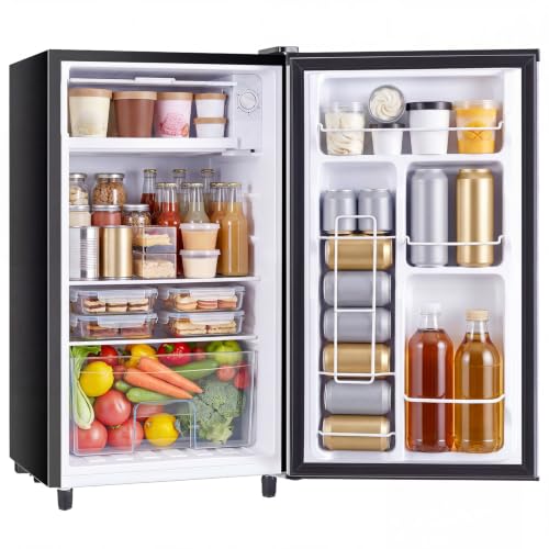 DUMOS 3.2 Cu.Ft Mini Fridge with Freezer, Single Door Refrigerator with Adjustable Thermostat,...