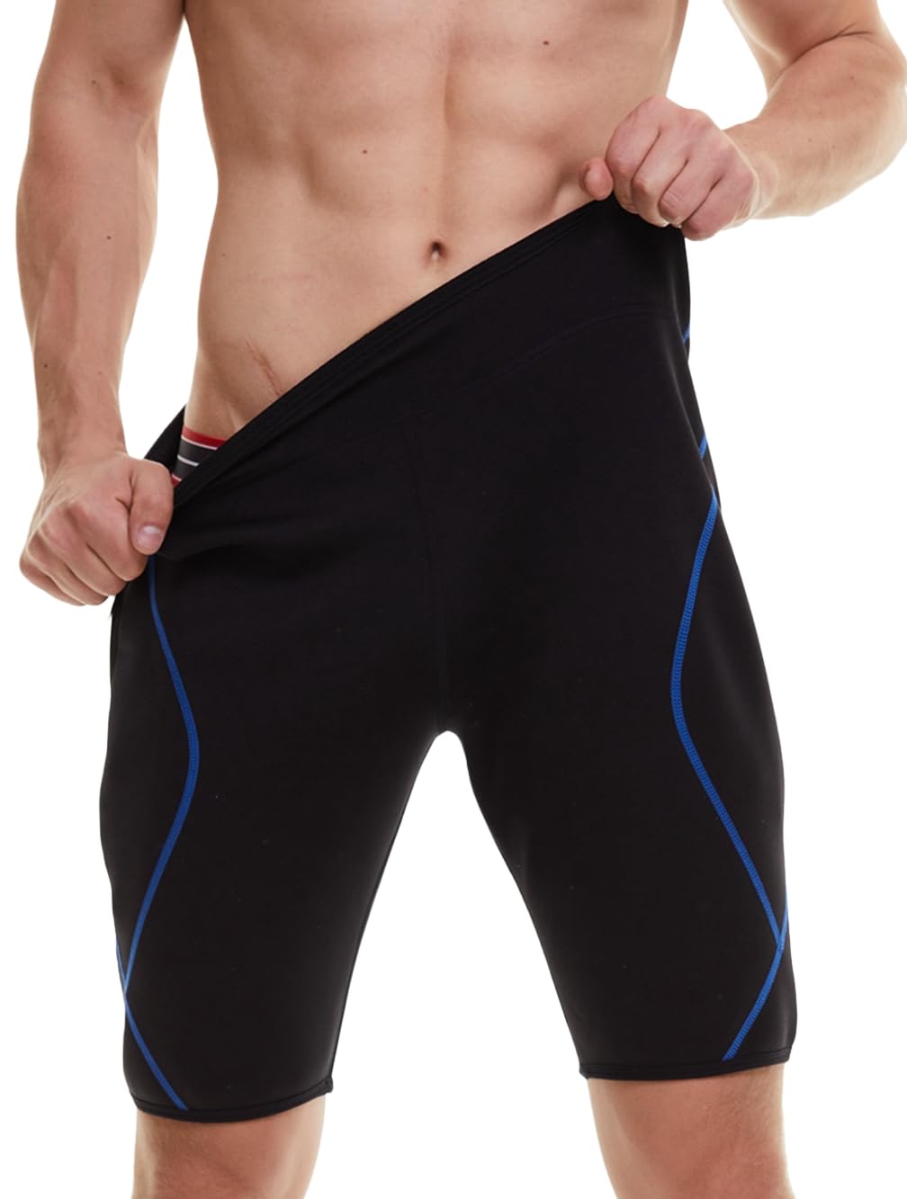 Sauna Sweat Shorts für Herren Neoprene Schlankheits Workout Thermo Shorts Schwitzhose Zum Abnehmen Saunaanzüge Bauchkontrolle Effekt Bauch Weg Sportleggins