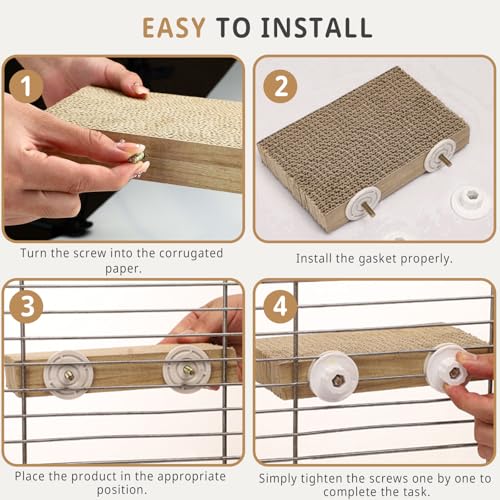 Image of 3 Pack Parrot Perch Bird Chew Toys, Medium Cardboard Parakeet Cage Stand Playground, Conure Platform Cockatiel Shredding Grinding Cage Accessories for Budgie Cockatoo, 7.3 x 4.7 x 1.2in