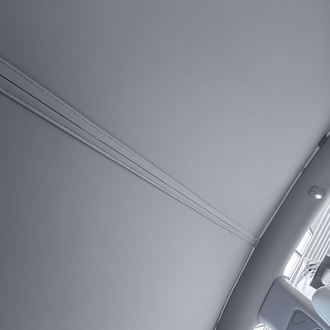 VION Osłona przeciwsłoneczna dachu do nowej Tesla Model Y 2025-2026, pełne zaciemnienie, konstrukcja bez opadania, dwuwarstwowa tkanina z powłoką UV wzmocnioną grafenem, Szary