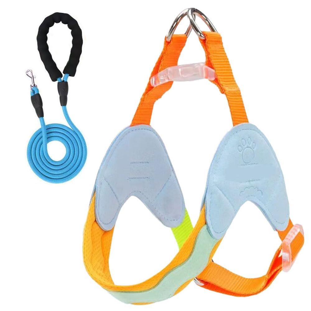 Este arnés y Correa antitirones en Forma de Y está diseñado para Dogo Argentino e Incluye un Chaleco Acolchado Ajustable para el Pecho y Tiras Reflectantes. Navy XS+1.5M