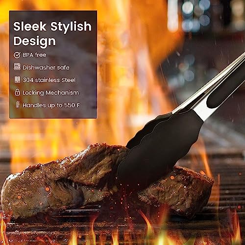 Kitchen Tongs for Cooking 7 Inch Stainless Steel Silicone Tongs for Cooking, Serving, Barbecue, Salad, Buffet - Image 6