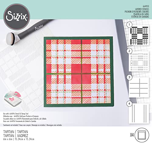 Sizzix Layered Stencils 4PK Tartan, One Size - Image 3