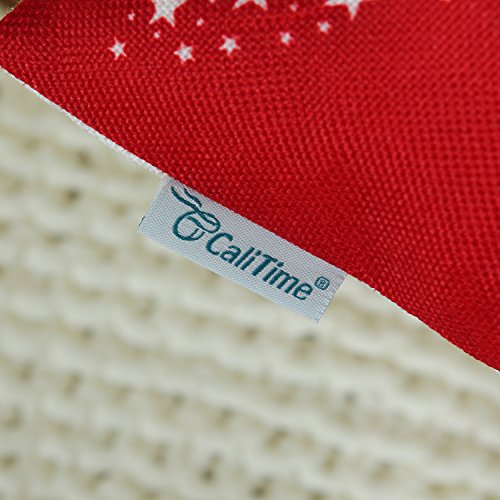 Calitime Pack Of 2 Soft Canvas Throw Pillow Covers Cases For Couch Sofa Home Decoration Christmas Holiday Reindeer With Stars Print 18 X 18 Inches Christmas Red #TOP6