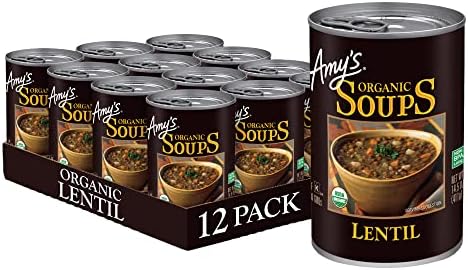 Amy's Soup, Vegan, Gluten Free, Organic Lentil, 14.5 Ounce (Pack of 12)
