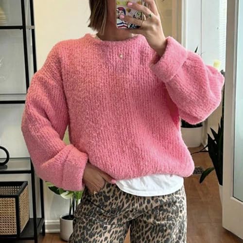 Women Knit Oversized Sweater Long Sleeve Loose Knitted Solid Color Pullover Jumper Y2K Hajakuju Fall Winter Tops2