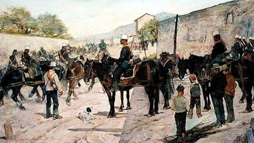 Tableau Toile Exercices Militaires Fattori 60x90cm Affiches d'Art